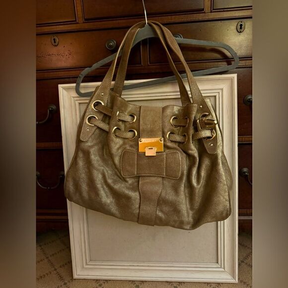 Jimmy Choo Brushed Gold Suede Ramona Tote Bag - Vintage 2010 - Picture 1 of 16